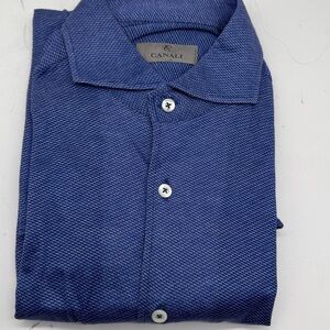 Canali Textured Blue Dress Shirt